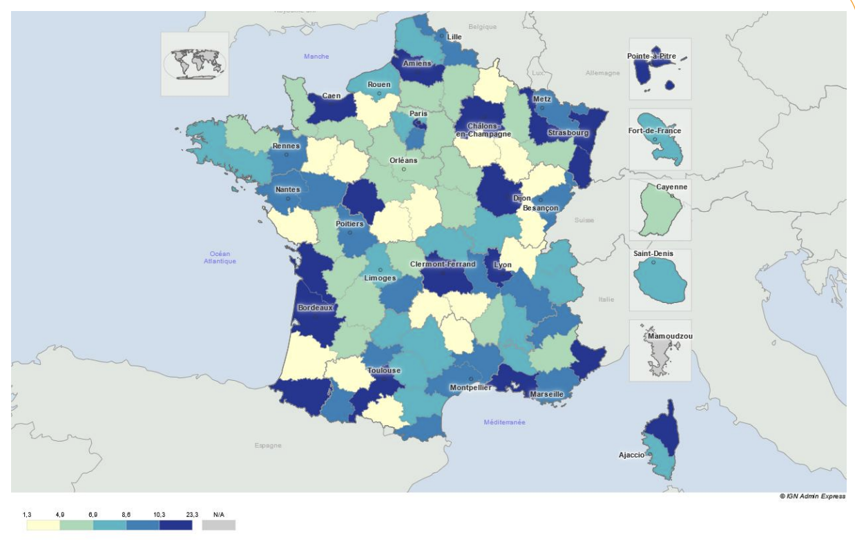 Répartition des cardiologues en France en 2025 - @ Conseil national de l'ordre des médecins